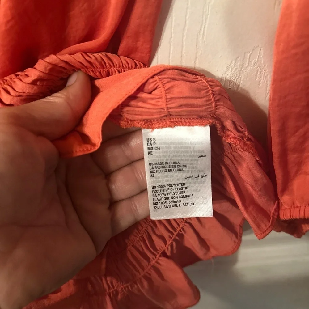 Alfani Orange Size Small Long Sleeve Ruched Open-Shoulder Blouse - Picture 5 of 5